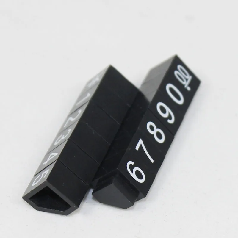 Four sizes three-dimensional convex digital plastic jewelry price tags pricing cubes display for jewelry shop