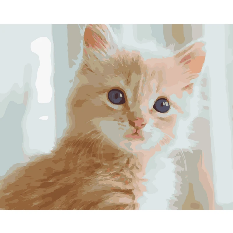 Картина маслом ручной работы «сделай сам», картина с милым котом по номерам, настенные картины для гостиной, украшение для дома
