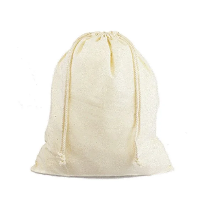 Reusable Produce Bags Organic Cotton Muslin Grocery Storage Snack Washable Bags With Drawstrings