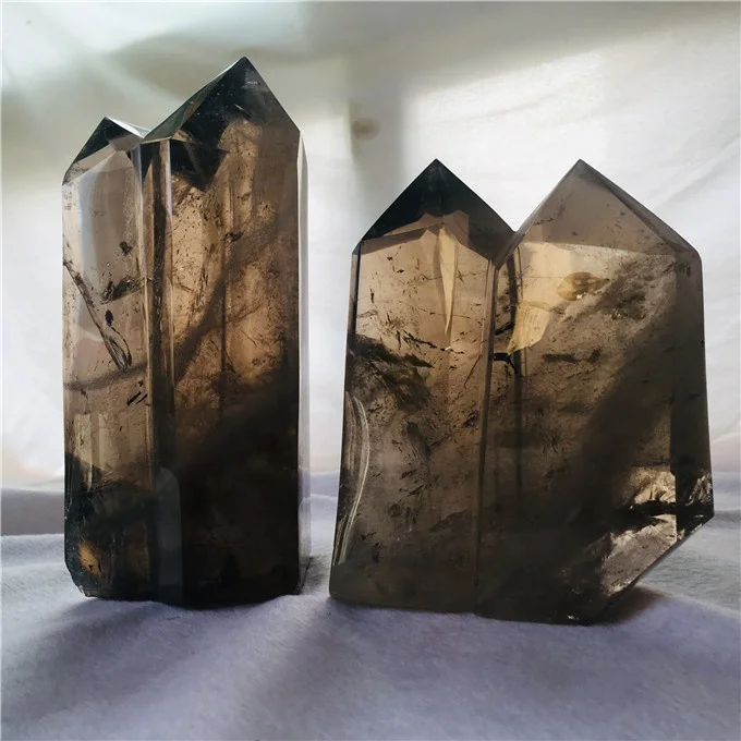 wholesale high quality  natural  crystal  wands multiple smoky  point for decoration