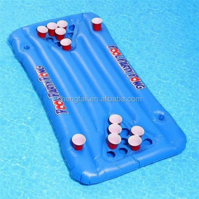 
durable inflatable beer pong air mattress plastic inflatable pong island float folding inflatable beer pong raft with cooler 
