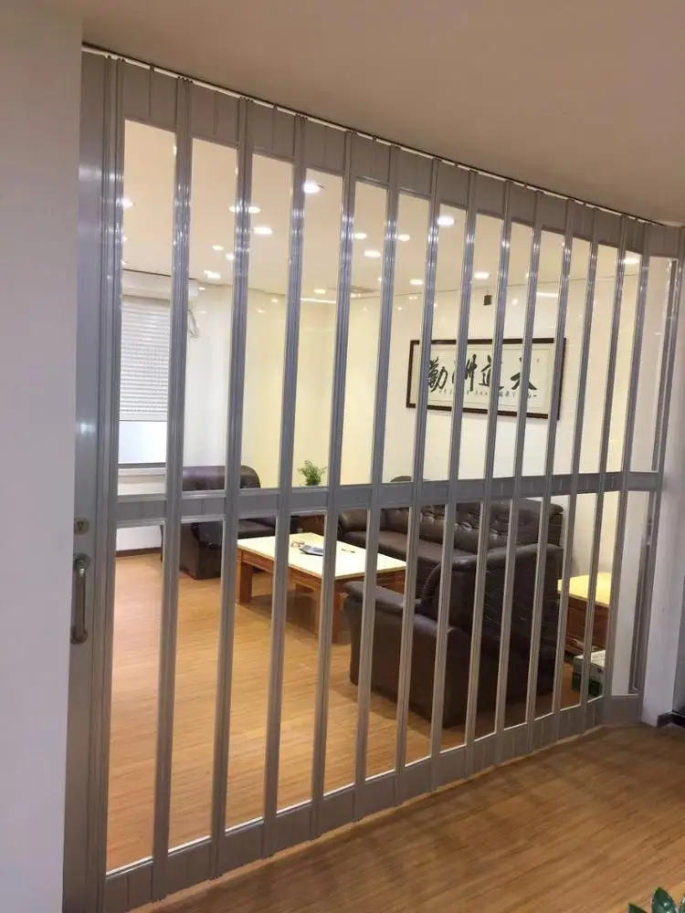 Commercial  fold folding aluminum polycarbonate transparent commercial accordion screen shutter door