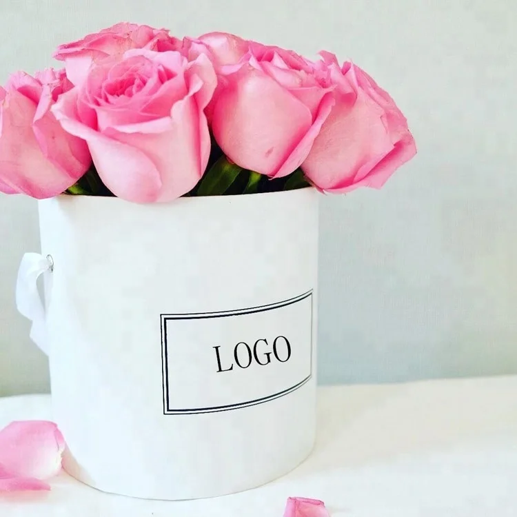 Custom LOGO luxury wedding flowers package round flower box for gift