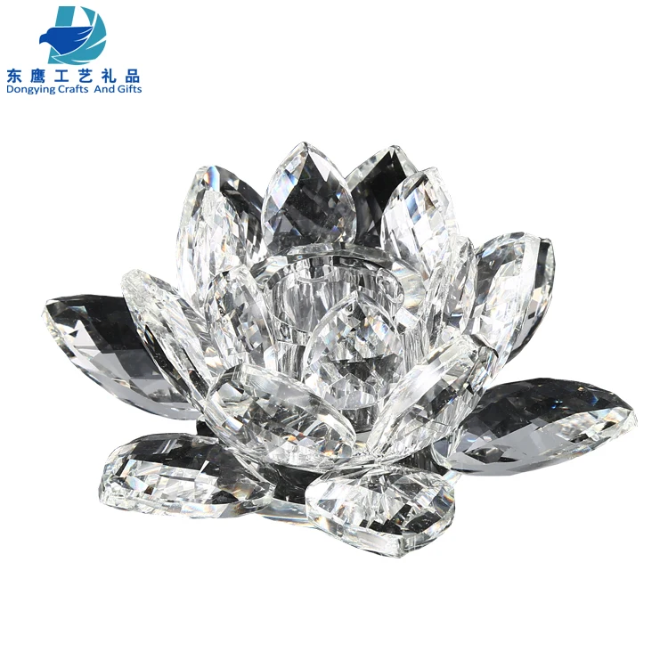 Wholesale Crystal Lotus Flower Tea light Candle Holder for Decoration