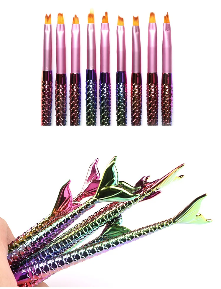 Nail Mermaid Gradient Carved Brush 9pcs/set Latest Fashion