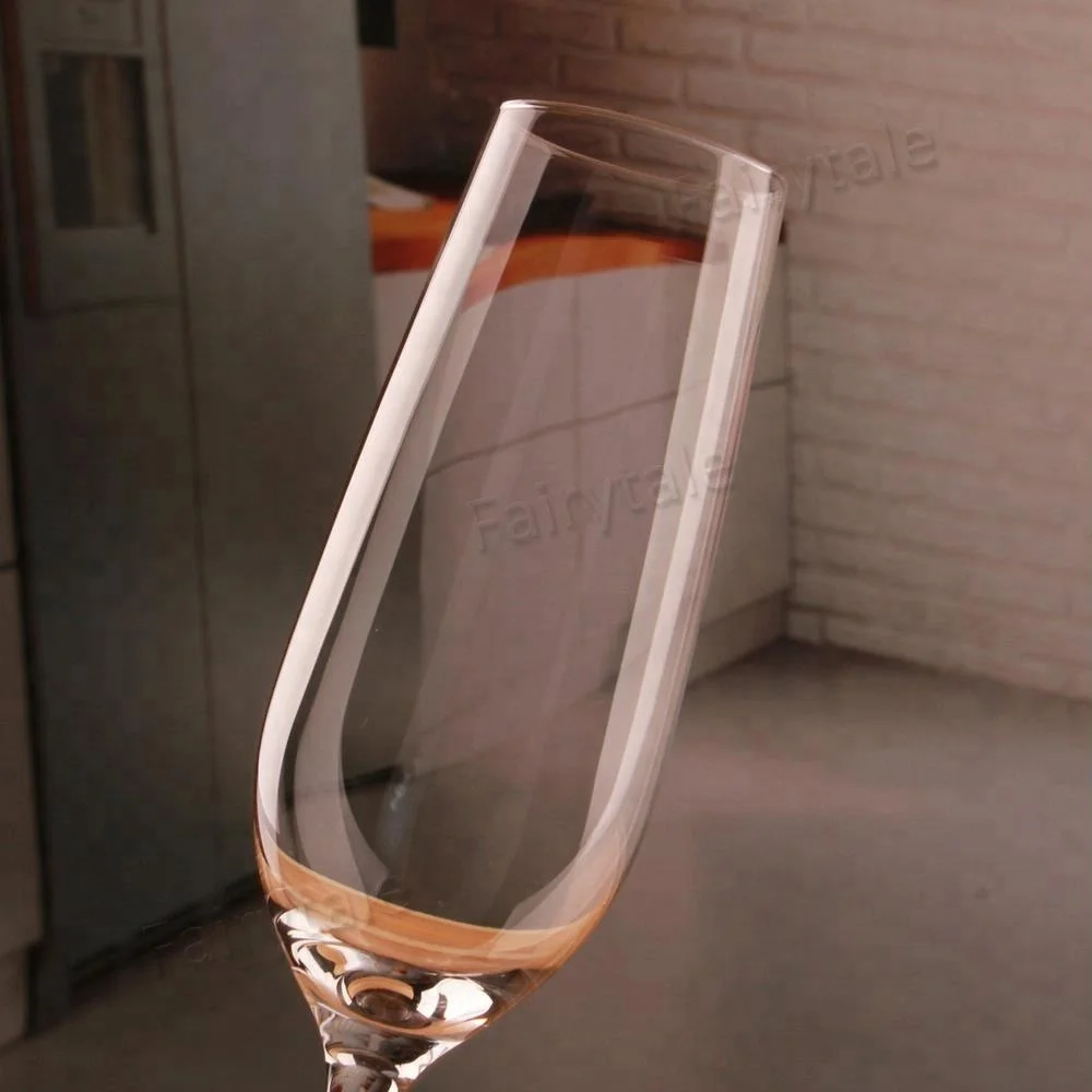 
Factory Price 280ml Hand Made Mouth Blown Lead Free Crystal Champagne Flute Glass 