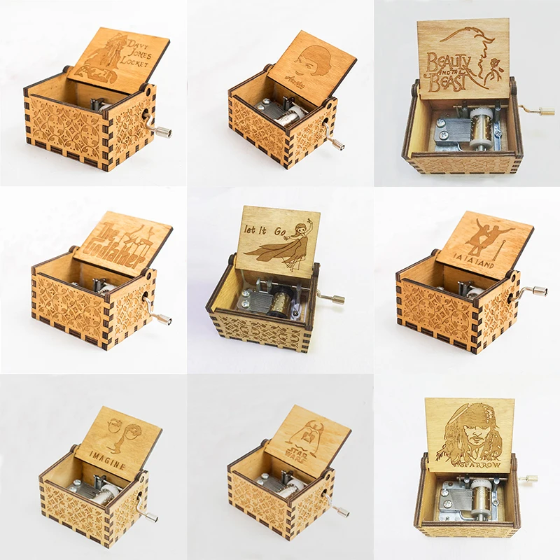 
Wholesale Hand crank Music Box Pirates of the Caribbean DIY Wooden Music Box for Gifts 