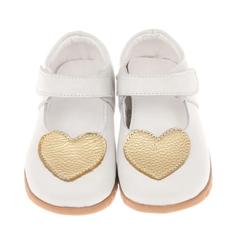 Adorable Girls sweet heart shape white mary jane shoes