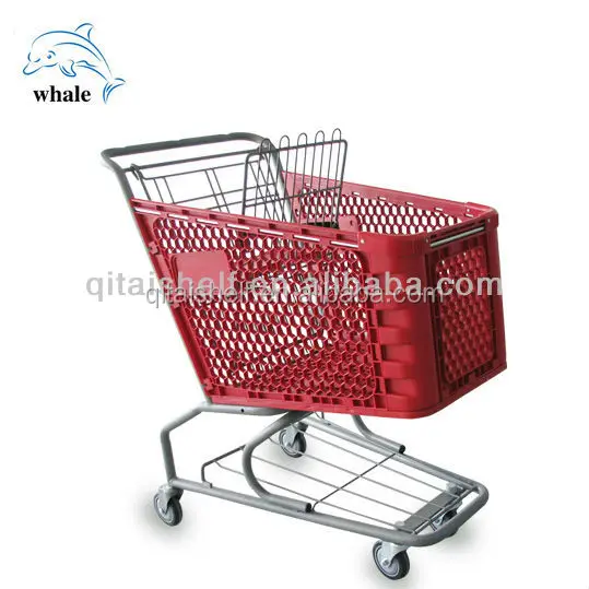 America style plastic and metal supermarket shopping trolley cart