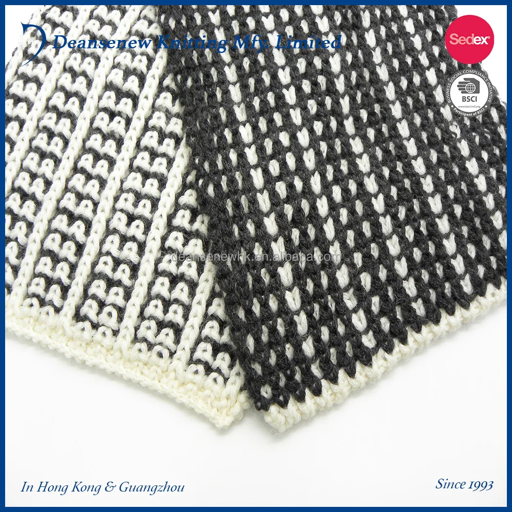 2024  factory  manufacture Fashion high quality  scarf 60% Cotton 30% Nylon 10% Lambswool 2-Tone Texture Knitted Scarf Muffler