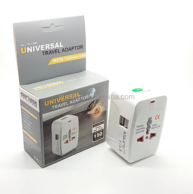 Yuadon AC Universal World Travel Power Adapter, Dual USB Electric Adaptor Kit for Cell Phone