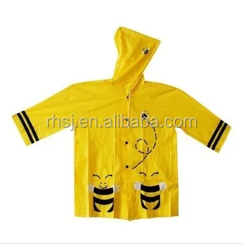 0.16mm fashional PVC raincoat for children with hood and tie