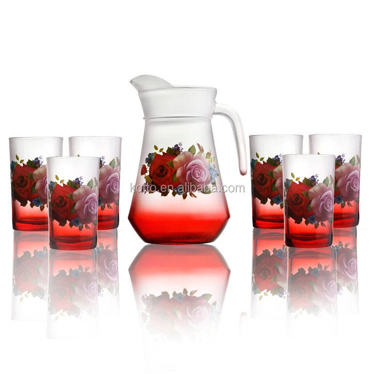 
7pcs color sprayed frosted Glassware set glass water jug   cup glasses wholesale  (60657247789)