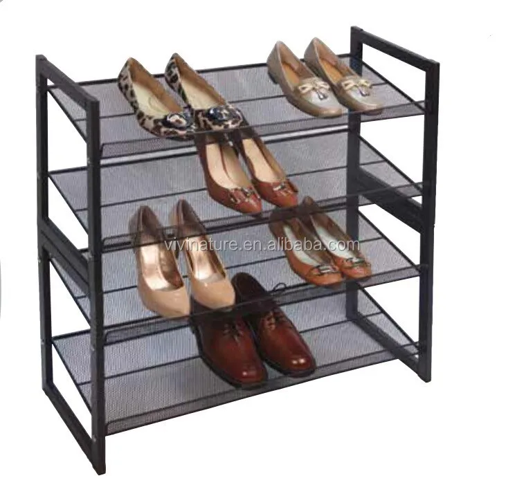 4 Tier Metal Steel Mesh Multi-Functional  Shoe Rack Shoe Storage Organizer for Living Room Entryway