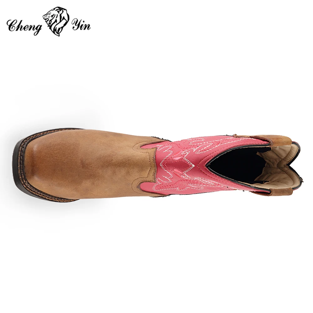 Милые детские рождественские кожаные ковбойские сапоги ярких цветов, детские зимние сапоги с индивидуальным дизайном, обувь для девочек, ботильоны для маленьких мальчиков для детей