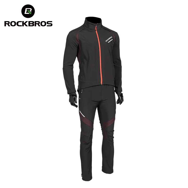 ROCKBROS Long sleeve Cycling Sets Winter Thermal Fleece Jersey  Windproof Reflective Rainproof Riding sportswear cycling jacket