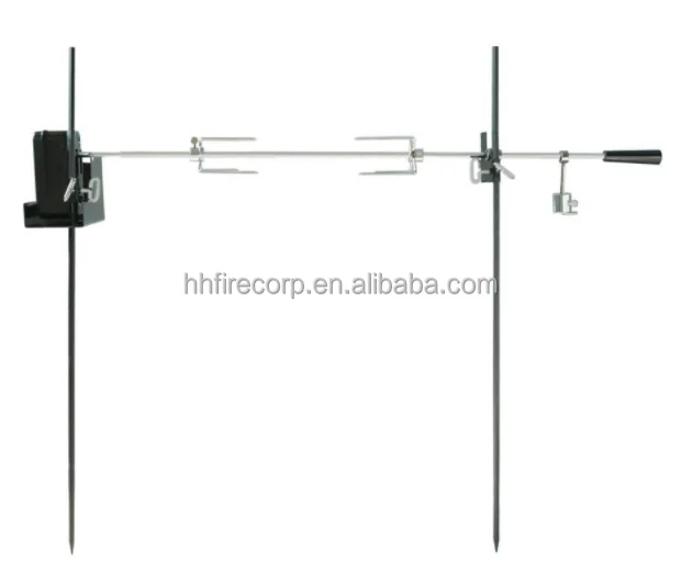 Rotating Cordless Dual Post Open Fire Spit Rotisserie kit with 38 Inch Spit Rod
