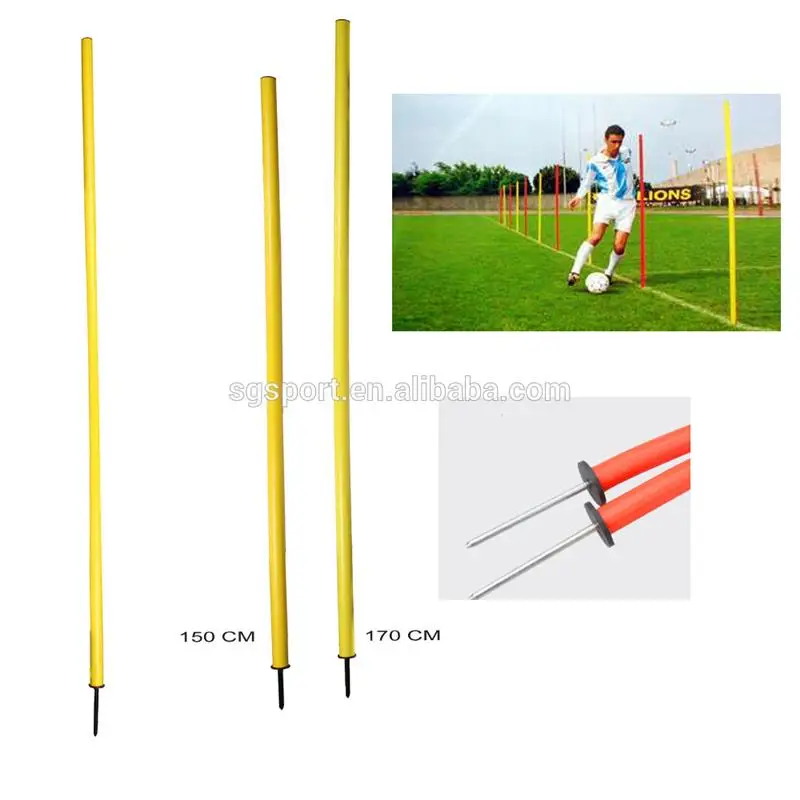 150cm fixed spike agility Slalom Poles , soccer training poles