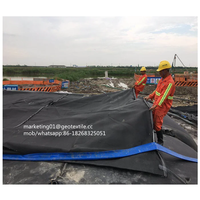 The construction of geotextile tube and bag for china sludge dewatering project