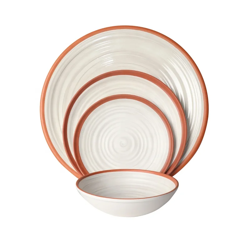 China factory cheap price OEM eco friendly plastic kitchenware melamine creamy white korean unbreakable dinnerware sets luxury