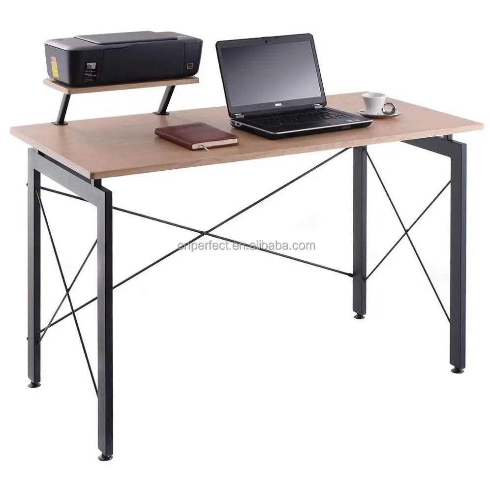 Office Furniture Computer Desk Metal Frame Home Study Writing Reading Laptop Table with Storage Shelf