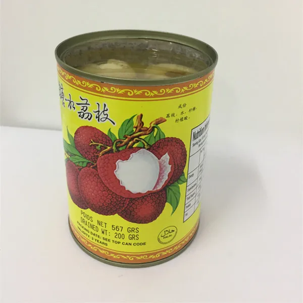 Canned food list of canned lychee fruit in syrup with halal sweets