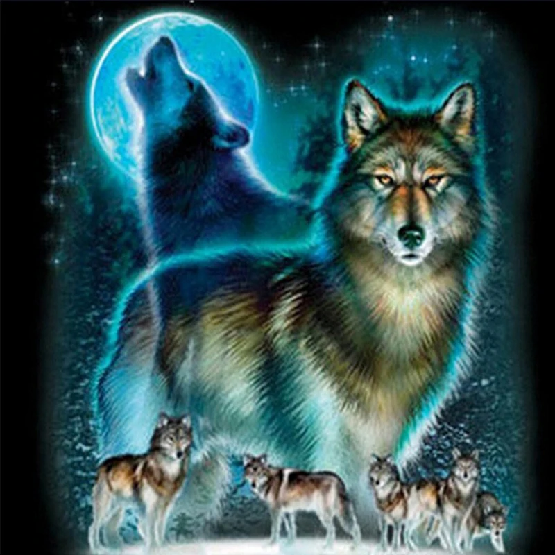 Diamond painting square animals wolf 3d picture
