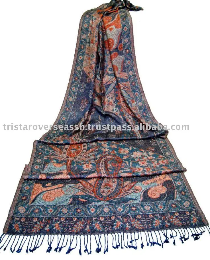 Designer Paisley Pattern Jamavar pashmina 100% rayon viscose for women wear premium quality pashmina shawls