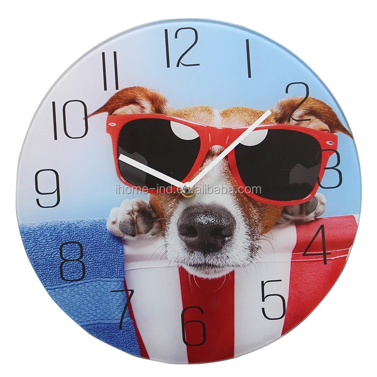 glass wall cat clock funny wall clock for home decoration