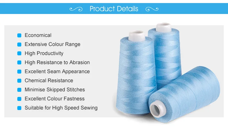 40S/2 tex27 ticket120 high tenacity sewing thread spun polyester for jeans