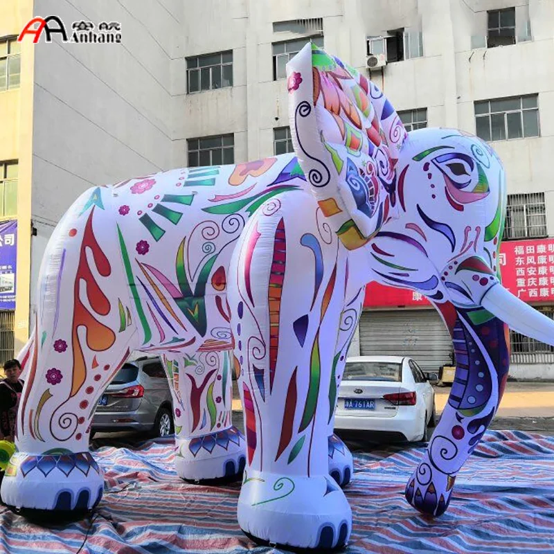 Outdoor Colorful Inflatable Elephant Mascot with Light