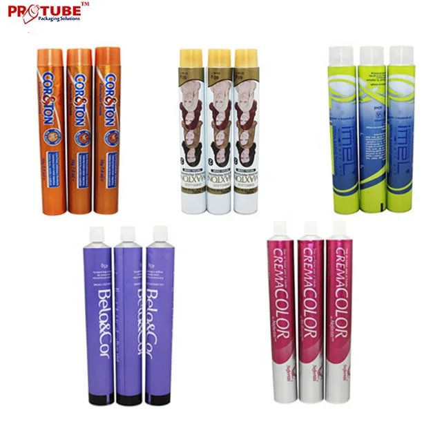 Aluminum cosmetic tube for hair color, hair dye, hair colortant cream packaging
