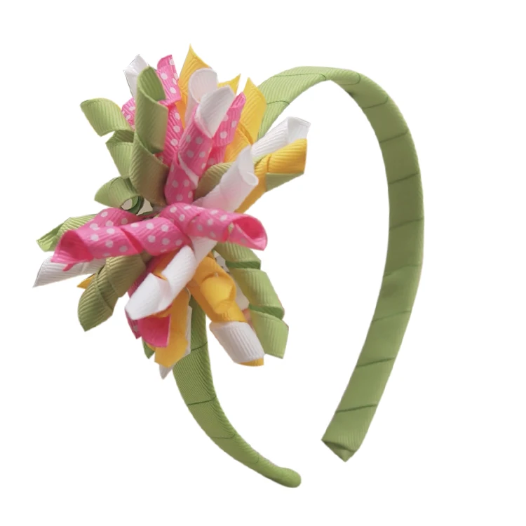 Wholesale hair Bow Fashion Hair Accessories Beautiful Bow Hairband Girls Headbands Curly Ribbon Bow Headband Hairband