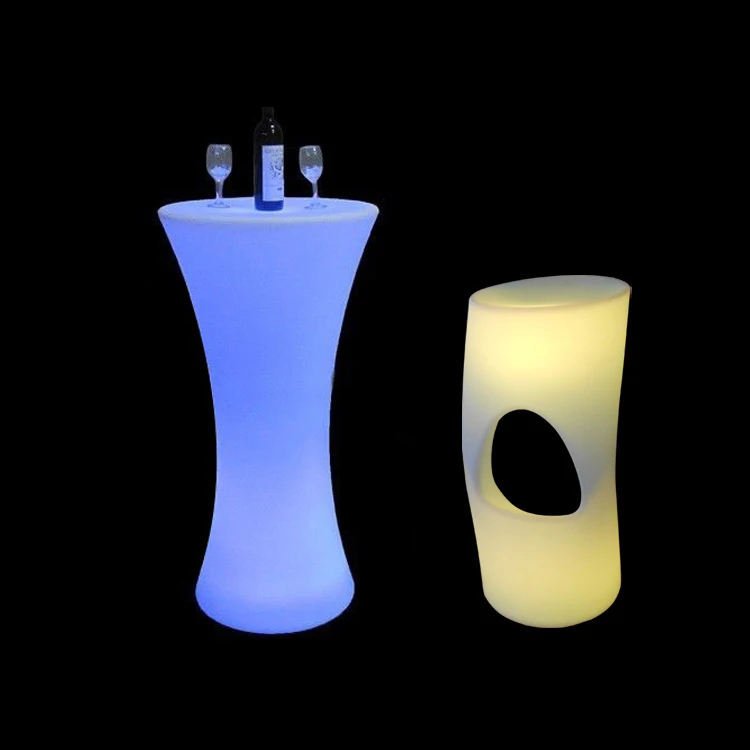 Factory low price lighted up plastic 16 color changing rechargeable LED low height round dining tables