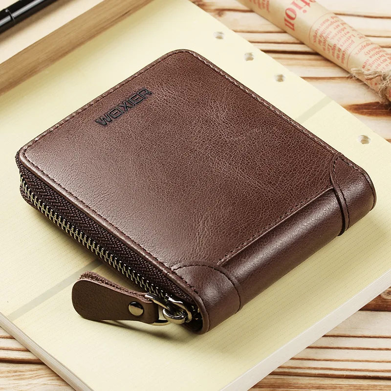 WEIXIER Wallet Men PU Leather Short Wallet Vintage PU Leather Casual Man Wallets Purse Standard Card Holders w98