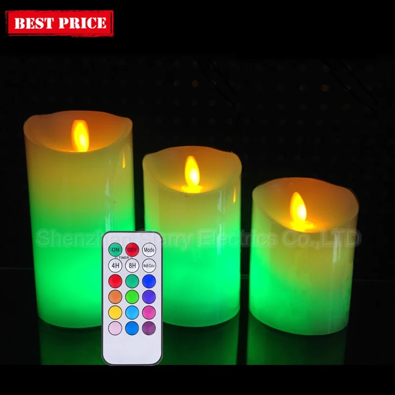 
hot selling multicolor remote control smart moving flame led candles 