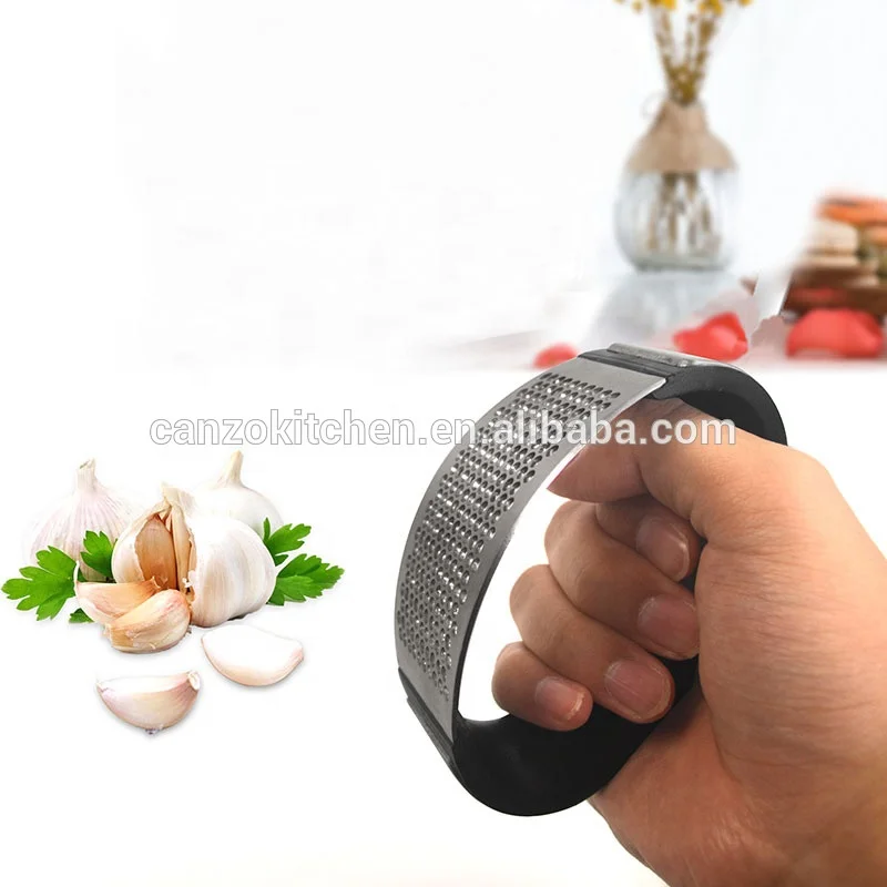 Wholesale 3-Piece Garlic Crusher Mill With Cleaning Brush Silicone Tube Peeler 18/8 Stainless Steel Garlic Press