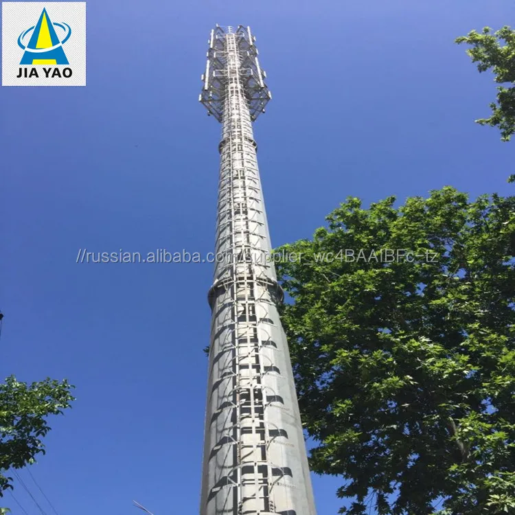 40 м оцинкованная самонесущая монопольная коммуникационная башня