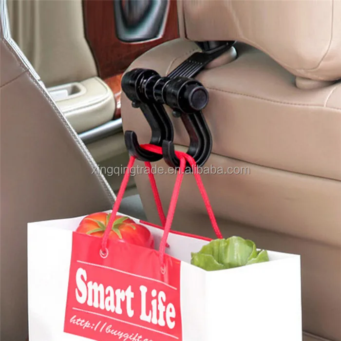 Double Auto Car Back Seat Headrest Hanger Holder Hook Clips For Bag Purse Cloth Grocery Automobile Interior Accessories