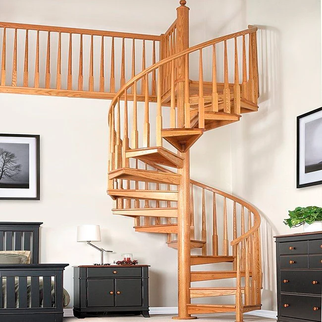 Step ladder tread wooden indoor spiral staircase