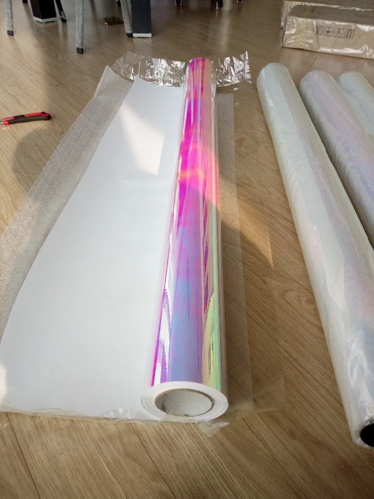 
26micron Blue Self Adhesive Dichroic Iridescent Film with Paper Back 