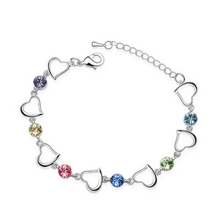 
amethyst cristal bracelet with white gold filled platinum plated crystal trendy wrist 