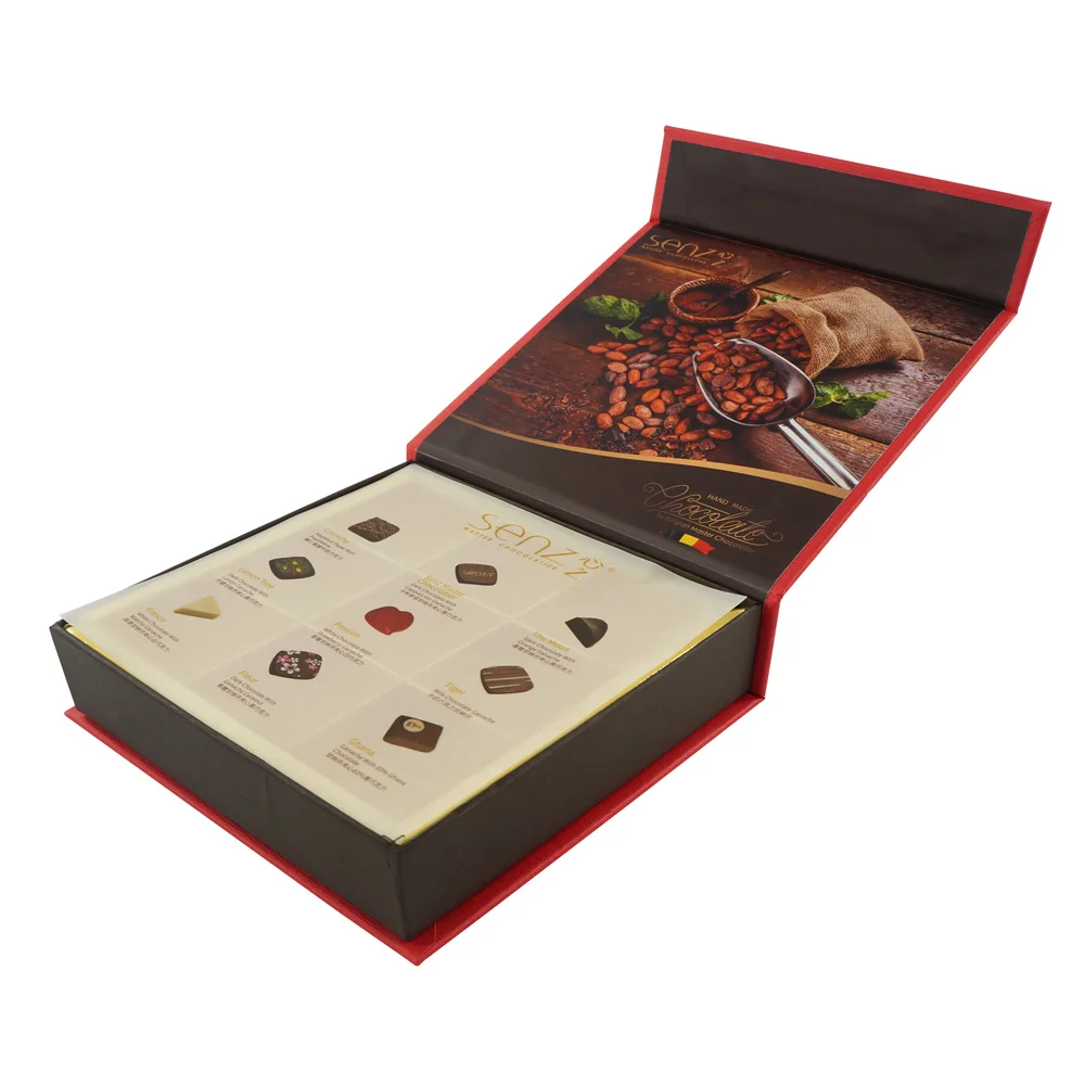 Luxury Magnetic Rigid Truffle Chocolate Paper Gift Packaging Box with Paper Divider Custom Fancy Elegant Paperboard Recyclable