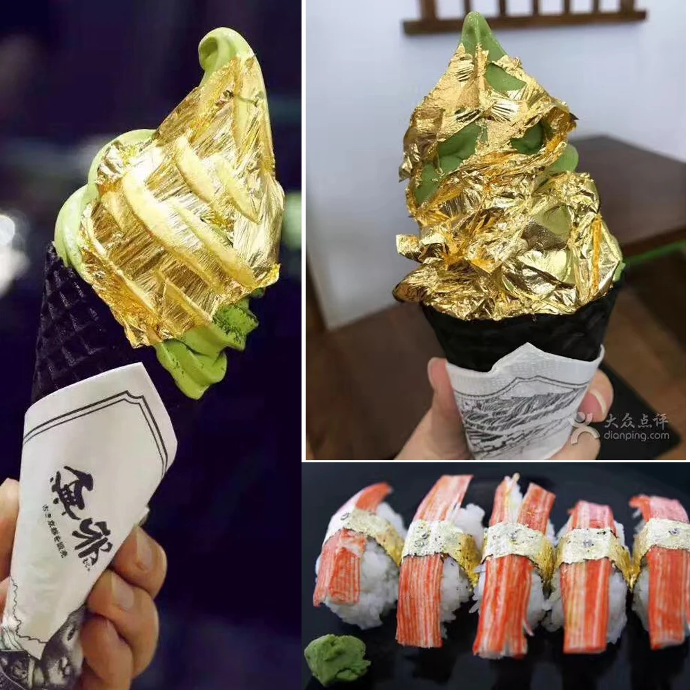  24 k подлинные съедобные золотые листья хлопья фольга для еды выпечки