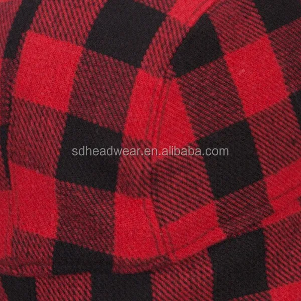 ear flap winter hats with strings and earflap red plaid woolen hat