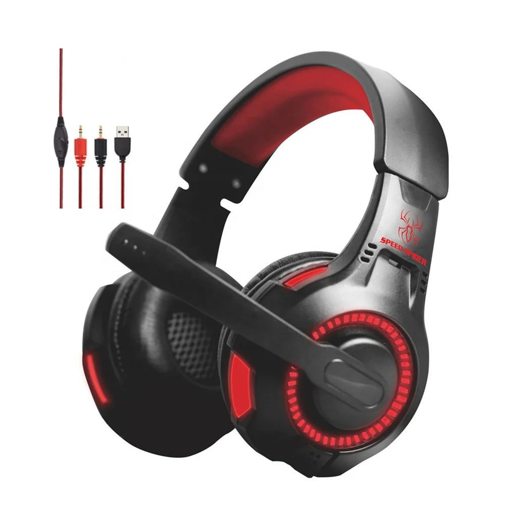 
Professional led light wired surround stereo computer gaming headset with rotation mic 