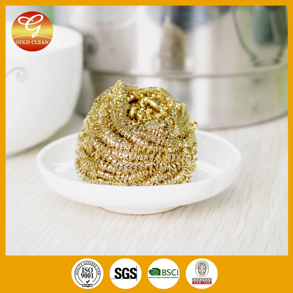 Steel Wool Scrubbers Cleaning Sponges Metal Wire Scourer Sponge Heavy Duty Scourer Brass scourer gold Durable