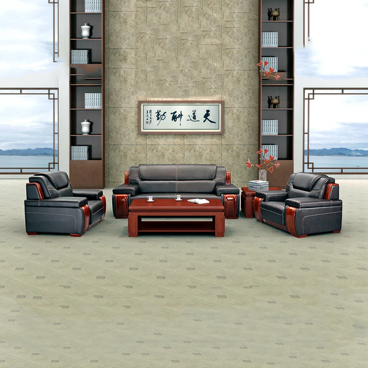 Chinese red leather sofa new design commercial office leisure sofa