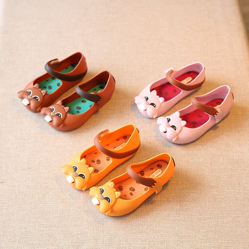 Squirrel design children girl larger size mini melissa jelly shoes