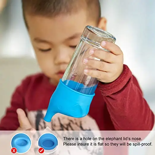 Fit for Most Cups Custom Platinum Quality Spill Proof BPA Free Baby Elephant Style Silicone Rubber Sippy Cup Lids